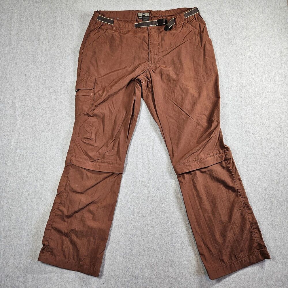 REI Brown UPF 30+ 100% Nylon Convertible Cargo Pants w/ Belt Womens 14